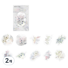 OLIVEPARTY 感性復古手帳裝飾水彩防水描圖紙貼紙 30入, 2個, 白色