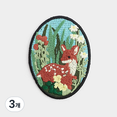HAPPY BEARS 鹿與花朵刺繡縫紮式布貼, 3個, 混合色