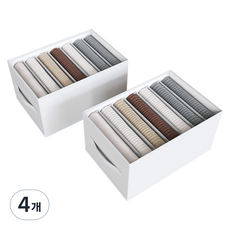 折疊式隔板衣物收納盒, 白色, 4個