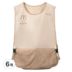 아워웍스 고급 방수 방유 조끼형 주방 다용도 앞치마 손수건형 조끼형 프리사이즈, 6개, 크림