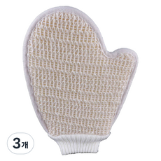 Dderuwa 沐浴手套 搓澡手套 去角質手套 亞麻材質 雙層墊, 3個, 單一顏色, 1入