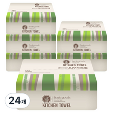 BonitaGoods 抽取式竹漿盒裝廚房紙巾 3層, 100入, 24個