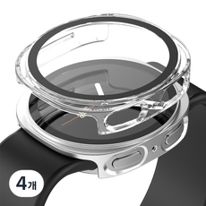 누아트 변색없는 풀커버 하드케이스, 실버 + 투명, 4개