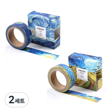 Life Point梵谷紙膠帶 星星閃耀的夜晚+有烏鴉的麥田, 混色, 2組