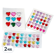 DOnG-A Pms 愛心水鑽貼紙 大 + 中 + 小 套組, 混合色, 2套