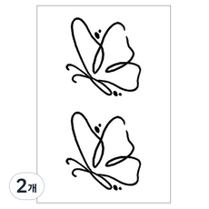 gelluna 半永久簡約蝴蝶圖案身體刺青貼紙 T-192, 2個, 單一顏色