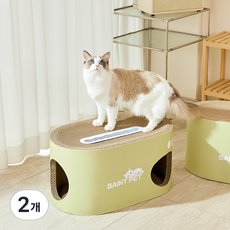 세인트펫 고양이 숨숨집 2단 축구공 스크래쳐, 올리브그린, 2개
