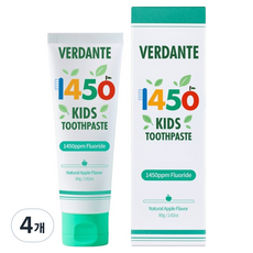 베르단테 1450ppm 어린이 고불소 치약 사과향, 80g, 4개