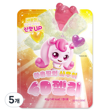 캐치티니핑 프린세스 하츄핑의 사우어 4D젤리, 42g, 5개, 혼합맛(포도/복숭아/레몬)