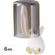 JMT 壁掛式牙刷架 + 杯子, 6套, 白色