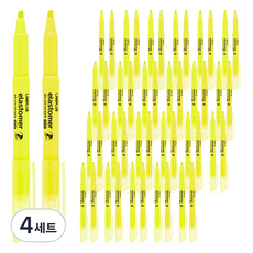 라인플러스 엘라스토머 눈물없는 탄력 형광펜 2종 x 24p 세트, 오리지날 옐로우, 마일드 옐로우, 4세트