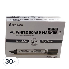 SEOWOO 易擦拭液態白板筆, 30個, 黑色