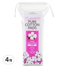 VITAHALO 無螢光壓花純棉化妝棉, 100入, 4個