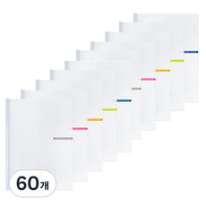 ECO Chungwoon 彩色芯片透明圓角文件夾 A4, 隨機出貨, 60個