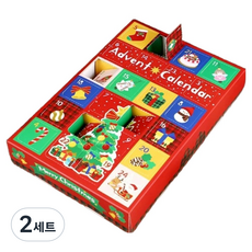 聖誕節倒數日曆 24格禮物包裝盒 DIY套組, 2套, 紅色襪子