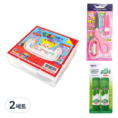 JONG IE NARA 11000雙面色紙盒 300張+Kokuyo SAXA飛蓋剪刀 粉色+膠水 15g*2入組, 2套, 30 種顏色