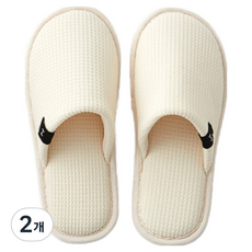 HANSSEM 鬆餅格紋拖鞋, 2個, 象牙白
