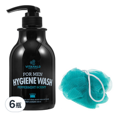 VITAHALO男性私密處清潔露，薄荷香味，500ml，含浴球, 6瓶