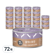 네츄럴코어 고양이 7세 간식캔, 혼합맛(참치/닭간), 95g, 72개
