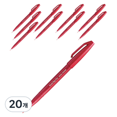 Pentel 飛龍文具 柔繪筆 SES15C-B, 20個, 紅色