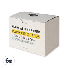 重磅空白索引卡, 6個, 白色