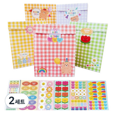 디앤지 구디백 포장 종이봉투 5종 x 6p + 꾸밈스티커 190p 세트, 혼합색상, 2세트