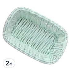 BeurreokMateu 粉彩藤籃方形, 2個, 薄荷綠