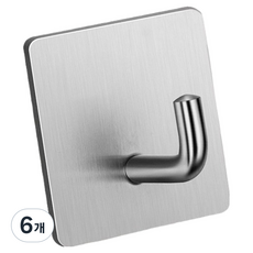 코지웰 접착식 스테인리스 코끼리 코 매직후크, 6개, 실버