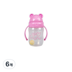 아이누누 원터치 빨대 쥬스컵, 핑크, 280ml, 6개