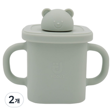 MODU'I 幼兒矽膠小熊方形鴨嘴杯, 綠百合, 2個, 375ml