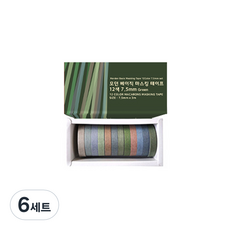 TUCO.B 摩登基本款紙膠帶 12色套組 7.5mm x 3m, 綠色版, 6套