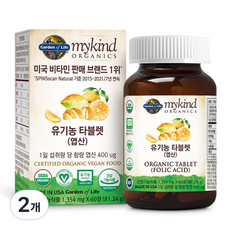 마이카인드 유기농 엽산, 60정, 2개
