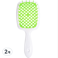 리빙홈디테일 볼륨 헤어브러쉬, 화이트핸들 + 잔디그린, 2개