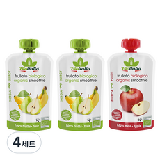 비오이탈리아 유기농 퓨레 패키지 3p 세트 360g, 혼합맛(배/바나나), 사과맛, 4세트