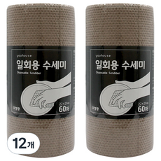 유하우스 롤형 일회용수세미, 멜트브라운, 60개입, 12개