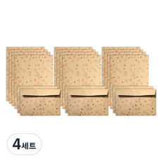 크라프트 패턴 편지지 12p + 봉투 6p 세트, 나뭇잎, 4세트 나뭇잎, 4세트