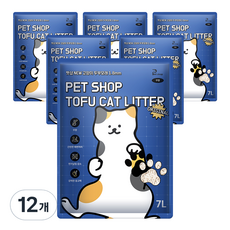 펫샵 고양이 New 프리미엄 두부 모래 1.8mm, 7L, 12개, 무향