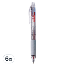 SIMBALION 雄獅 4色中油筆 0.5mm 筆桿顏色隨機, 黑色 + 紅色 + 藍色 + 紫色, 6支