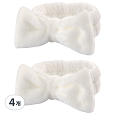 俏皮姐妹可愛洗臉髮帶, 4個, 白色蝴蝶結