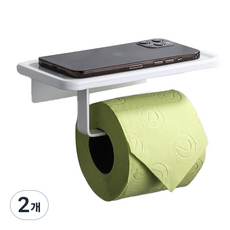 더자카 무타공 다용도선반 휴지걸이 FREE, 화이트, 2개