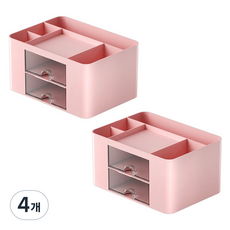마다꾸미 데스크 오거나이저 연필 사무용품 화장품 서랍형 정리함, 핑크, 4개