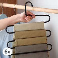 스탠다드리빙 튼튼한 S자 바지걸이, 블랙, 6개