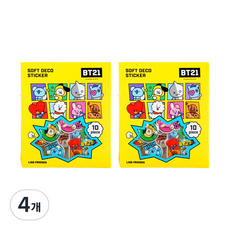 BT21 엠보플레이크 스티커, 코믹팝, 4개