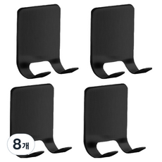 Block Mart 浴室3M強力黏貼 304不鏽鋼刮鬍刀多用途掛鉤, 黑色, 8個