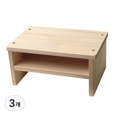 숲애 소나무 통원목 모니터 받침대 미니 2단 145, 내츄럴, 3개