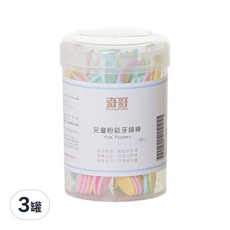 奇哥 兒童牙線棒 Set, 60支, 圓弧形牙弓設計, 扁線設計, 3罐