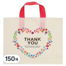 마켓감성 기프트 감사 비닐백 땡큐 L, 화이트, 150개
