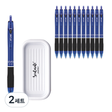 자바펜 제트라인 0.38mm 12p + 펜트레이 세트, 블루(볼펜), 랜덤발송(펜트레이), 2세트