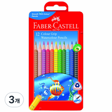 파버카스텔 수채 컬러그립 색연필 틴케이스, 12색, 3개