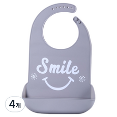 소울리치 튼튼하고 편리한 성인용 턱받이 XL 35.5 x 52 cm, 그레이스마일, 4개